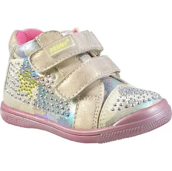 Dívčí baleríny Peddy světlé tenisky s perličkami PW-618-39-02 béžová - 20