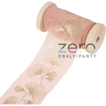 Stuha Stuha tkaná VIP 4 cm x 5 m - starorůžová s tiskem