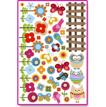 Samolepící dekorace Samolepka Květiny a tři sovy 60 x 100 cm POSLEDNÍ KUS (Samolepka na zeď)