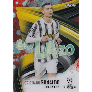 Sběratelský sportovní předmět insert karta CRISTIANO RONALDO 20-21 Topps Chrome UEFA Champions League Golazo číslo GOL-CR