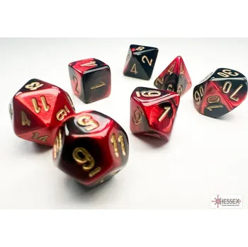 Příslušenství k deskovým hrám Sada kostek Chessex Gemini Black-Red/Gold Mini Polyhedral 7-Die Set