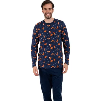Pánské pyžamo Pánské pyžamo ITALIAN FASHION WITALIS dlouhé print/tmavě modrá L 0