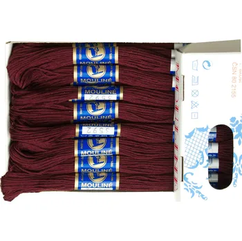 Příze Snový svět 3592 - Bavlněná vyšívací příze Mouline brusinková