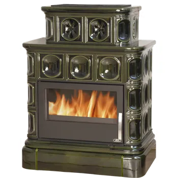 Krbová kamna ABX Karelie P kachlový sokl s výměníkem 10 kW - zelená
