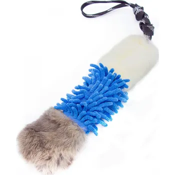 Hračka pro psa Pískací Potvůrky Kombi přetahovadlo – ovce, králík, mop Vyberte barvu: Modrá, Rukojeť: pevná rukojeť