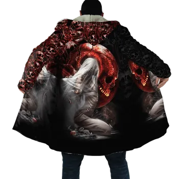 Pánská mikina Dlouhá mikina, plášť s 3D potiskem lebky Fire Reaper Velikost: M, Barva (Varianta): Plášť s kapucí 9