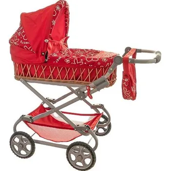 Kočárek pro panenku Teddies Kočárek Monika hluboký proutěný 90x40x70cm pro panenky