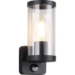 Trio Leuchten R21599132 BONITO - Nástěnné černé venkovní svítidlo s čidlem pohybu, IP44, 1 x E27 (Venkovní moderní svítidlo na zeď v černé barvě s pohybovým senzorem)