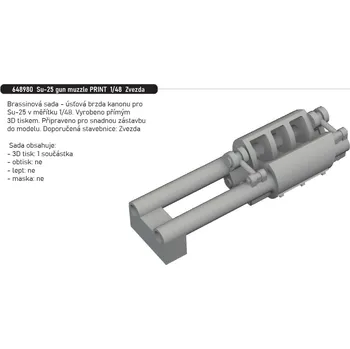 Plastikový model Eduard 1/48 Su-25 gun muzzle PRINT (ZVEZDA)