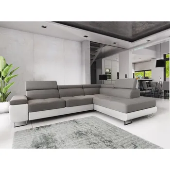 Sedací souprava Rohová sedačka LAING L, pravá, šedá/bílá + vyzvednutí ZDARMA