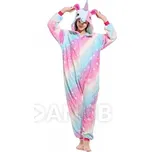 Plyšový overal Kigurumi - vzor jednorožec - velikost S - 155 cm