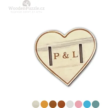 Svatební dekorace WoodenPuzzle.cz Dřevěná svatební pečeť s vlastními iniciály - Srdce