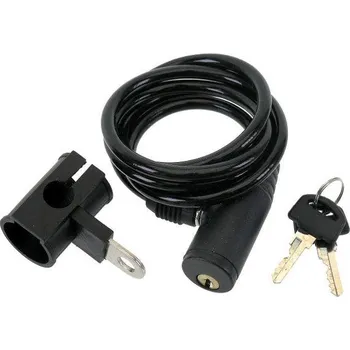 Zámek na kolo Zámek spirála M-WAVE 6x1000mm včetně držáku na podsedlový šroub a rám , černý, 2 klíče.