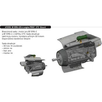 Plastikový model Eduard 1/72 Bf 109G-2/G-4 engine PRINT (EDUARD)