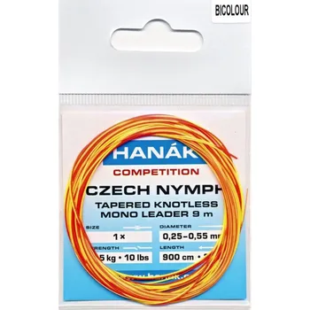Hanák Competition Hanák Francouzský Návazec Czech Nymph Monofilní Ujímaný 9m Barva: Bicolour oranžový žlutý