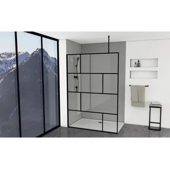 Walk In Aurlane 140 cm barva rámu černá dekor skla průmyslový design FAC589o