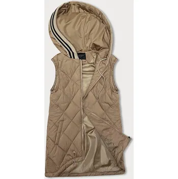 Dámská vesta Tmavě béžová vesta s ozdobnou kapucí (16M9116-84) odstíny béžové L (40)