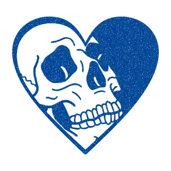 Samolepicí dekorace na vozidlo Lebka 062 pravá v srdíčku (88 - Ultra Metalic modrá) SAMOLEPKA NA AUTO, NÁLEPKA, FÓLIE, POLEP, TUNING, VLASTNÍ TEXT, TISK, AUTOSAMOLEPKY.cz, POLEPY, OBRÁZEK, LOGO, 3D STICKERS