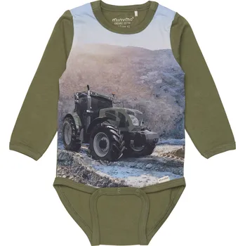 Kojenecký body BODY MINYMO KOJENECKÉ S TRAKTOREM, OLIVINE Velikost: 74