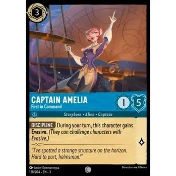 Sběratelská karetní hra Lorcana INK 138/204 Captain Amelia - First in Command - Into The Inklands Stav: Near Mint, Verze: NORMAL