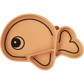 Talíř DONE BY DEER SILIKONOVÝ TALÍŘ DONE BY DEER, PŘÍSAVNÝ DĚLENÝ, WALLY MUSTARD