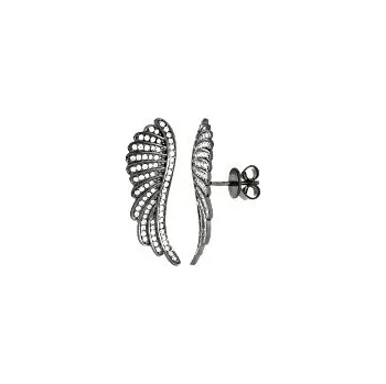 Náušnice Náušnice stříbrné rhodium černé Křídla se zirkony - 2