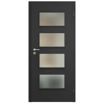 Interiérové dveře SAPELI SWING KOMFORT M49 - CPL LAMINÁT - OTOČNÉ DVEŘE VČ. ZÁRUBNĚ - Černá grafit Průchozí šířka (cm): 90, Průchozí výška (cm): 197, Typ skla: Satináto bílé