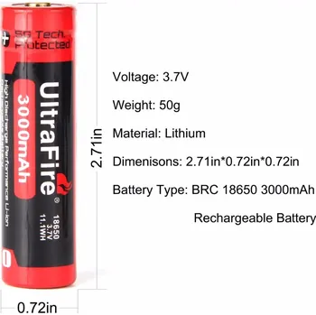 Akumulátor Li-Ion Original Ultrafire BRC 18650 protected na plusu 3000 mAh