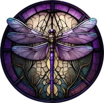 Puzzle Kulaté dřevěné puzzle - Fialová vážka, A4