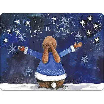 prostírání Korkové vánoční prostírání Let it Snow - Alex Clark, 29 x 21,5 cm (Prostírání s králíkem, zajíc, králíčci, Vánoce)