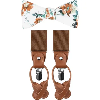 Kravata Bubibubi Motýlková sada Caramel Bloom s kšandami