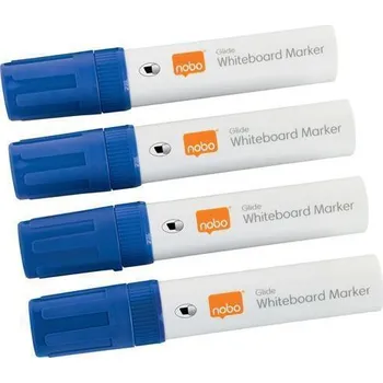 Popisovač na tabule a flip chart "Glide", modrá, 10 mm, zkosený hrot, 4 ks, NOBO 1915389