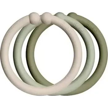 Hračka pro nejmenší BIBS kroužky Loops 12ks Vanilla/Sage/Olive (900234)