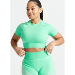 DOMYOS Dámský Crop Top s krátkým rukávem bezešvý XS ZELENÁ
