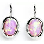 Stříbrné náušnice růžový opál - NK1374 (Stříbrné náušnice s opálem 8x6 mm)