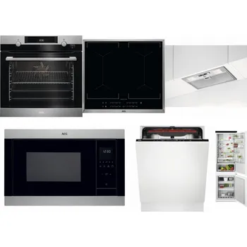 Set domácích spotřebičů AEG Mastery SteamBake BCK455350M + AEG Mastery DoubleBridge IKE64450XB + AEG DGB3523S + AEG Mastery MSB2547D-M + AEG Mastery MaxiFlex FSB53927Z + AEG TSC6M181ES