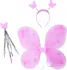 Karnevalový doplněk Rappa Motýlí křídla s čelenkou a hůlkou světle růžová