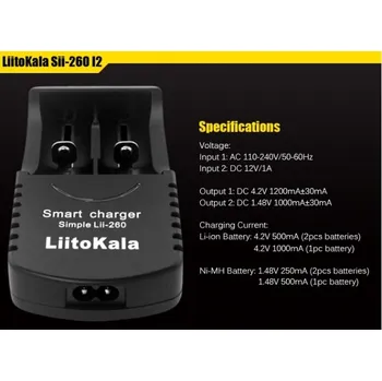 Článková baterie LiitoKala Sii-260 3,7V 18650 26650 18500 16340 1,2V AA /AAA Ni-Mh Smart Battery