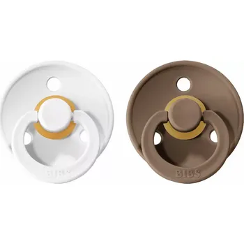 BIBS Colour dudlíky z přírodního kaučuku 2ks velikost 2 (6-18měs) White/Dark Oak