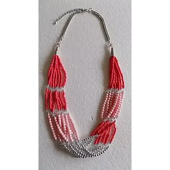 Náušnice Korále růžové náhrdelník vrstvený