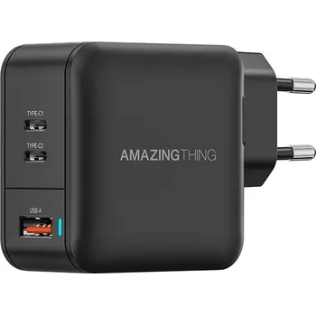 Cestovní adaptér Amazing Thing Thunder Pro GaN EUTH66W PD 66W černý