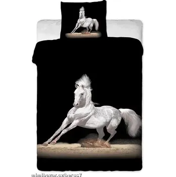 Povlečení POVLEČENÍ FOTOTISK bilý KŮŇ