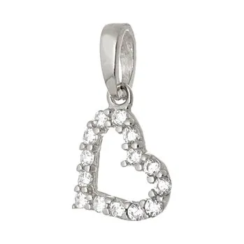 Přívěsek Zlatý přívěšek z bílého zlata srdíčko se zirkony ZZ1138F + dárek zdarma
