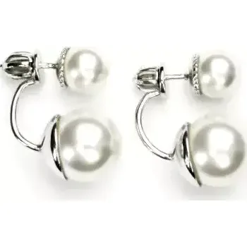 Náušnice Stříbrné náušnice 2v1 Swarovski perla bílá - NŠ1356/1514v (Stříbrné náušnice s perlami Swarovski 8 a 12 mm)