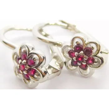 Náušnice Klenoty Budín Dětské zlaté náušnice s rubíny v bílém zlatě 585/1,42gr HK2226 (Klenoty Budín Dětské zlaté náušnice s rubíny v bílém zlatě 585/1,42gr HK2226)