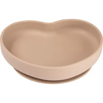 dětská jídelní sada Canpol babies Silikonový talíř s přísavkou SRDCE béžový (80/309bei)