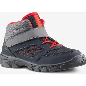 Pánské tenisky QUECHUA Dětské turistické kotníkové boty na suchý zip MH100 vel. 24-34 27 ČERVENÁ|ŠEDÁ