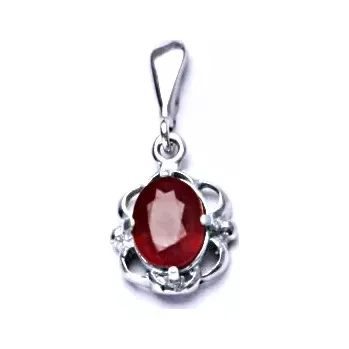 Šperk Stříbrný přívěsek přírodní rubín - P1140 (Stříbrný přívěsek s přírodním rubínem 8x6 mm)