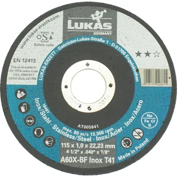 Řezný kotouč Kotouč řezný, 115 x 1,0mm, A60X-BF INOX, LUKAS