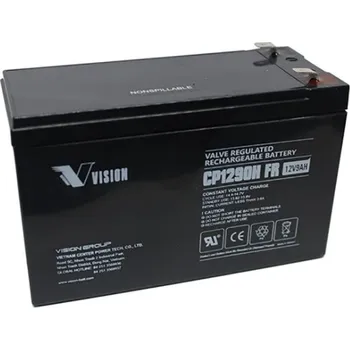 Záložní baterie Vision CP1290 F2 12V/9Ah olověný akumulátor řízený ventilem, faston 6,3mm